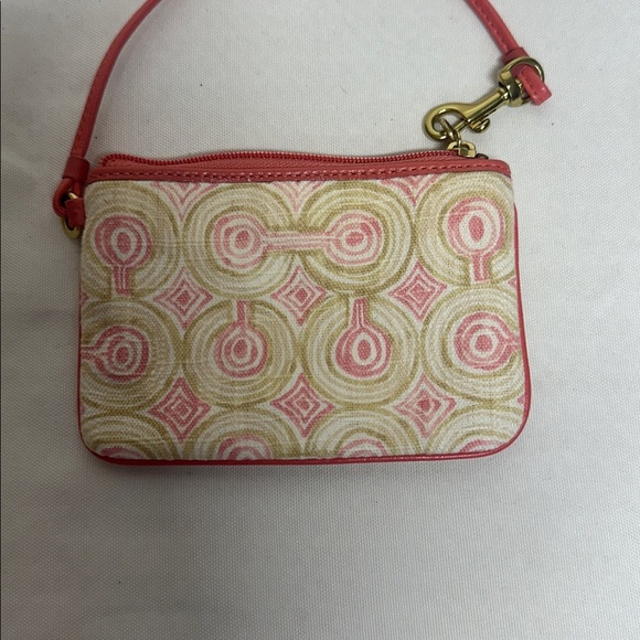 Coach Pink and Gold Geometric Wristlet - Picture 1 of 8